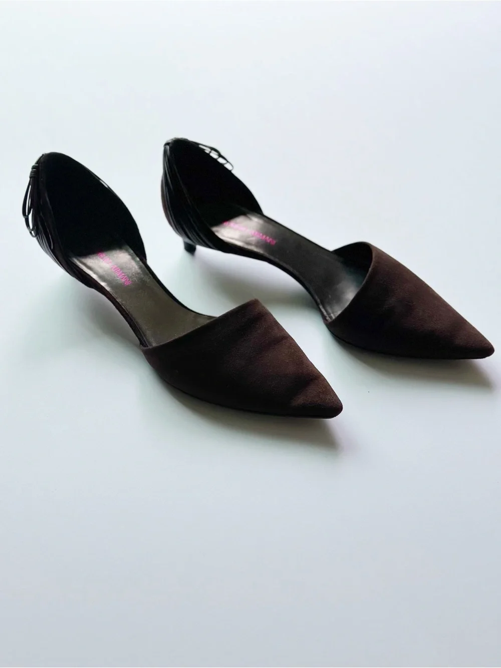 Giorgio Armani Vintage Suede Brown D’Orsay Pump Heels